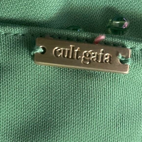 Cult Gaia Issey Cowl Neck Glass Beaded Mini Dress Calla Lily Green Size Medium - Picture 6 of 8